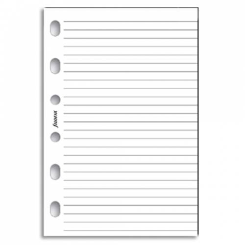 Ricambio Organiser  8x12cm Filofax Pkt 25fg Righe Bianco