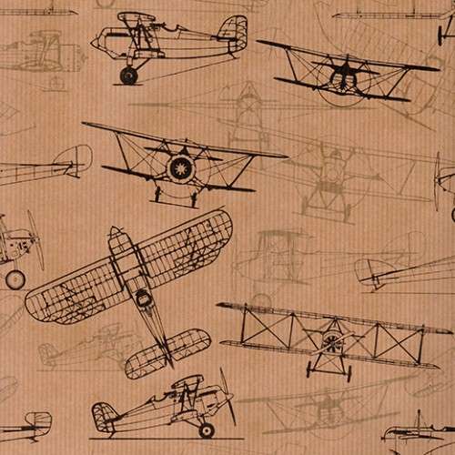 Carta Regalo 70x100cm Kartos - Kraft Vintage Airplane