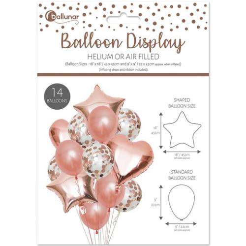 Palloncini Mylar Composizione 14pz da 45cm e 22cm_Oro Rosa